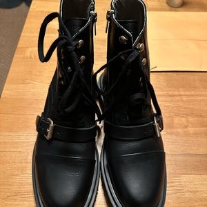 All Saints Black Lace Up Boots
